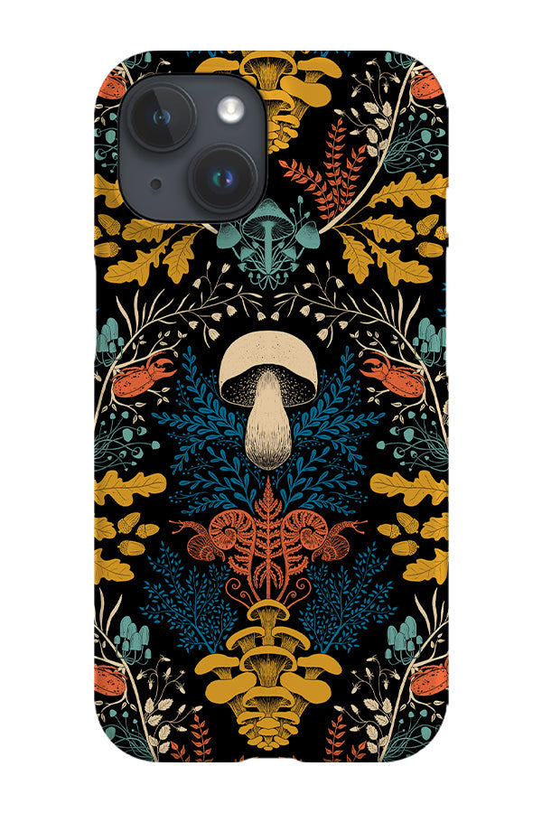 RoyalCovers.uk - Mushroom Forest Damask Retro by Denes Anna Design Phone Case (Black)