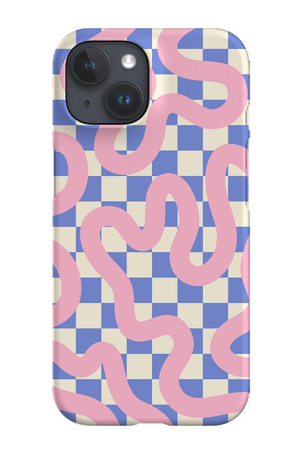 RoyalCovers.uk - Check Swirl Lines Abstract Phone Case (Blue Pink)