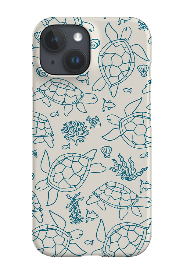 RoyalCovers.uk - Line Art Turtle Phone Case (Beige Blue)