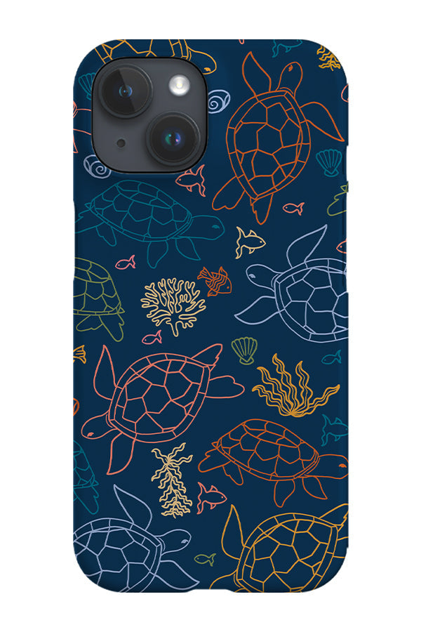 RoyalCovers.uk - Line Art Turtle Phone Case (Navy Multicolour)