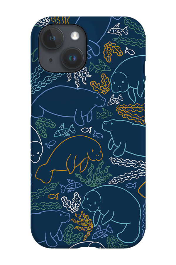 RoyalCovers.uk - Manatee Coral Reef Scatter Phone Case (Navy Multicolour)