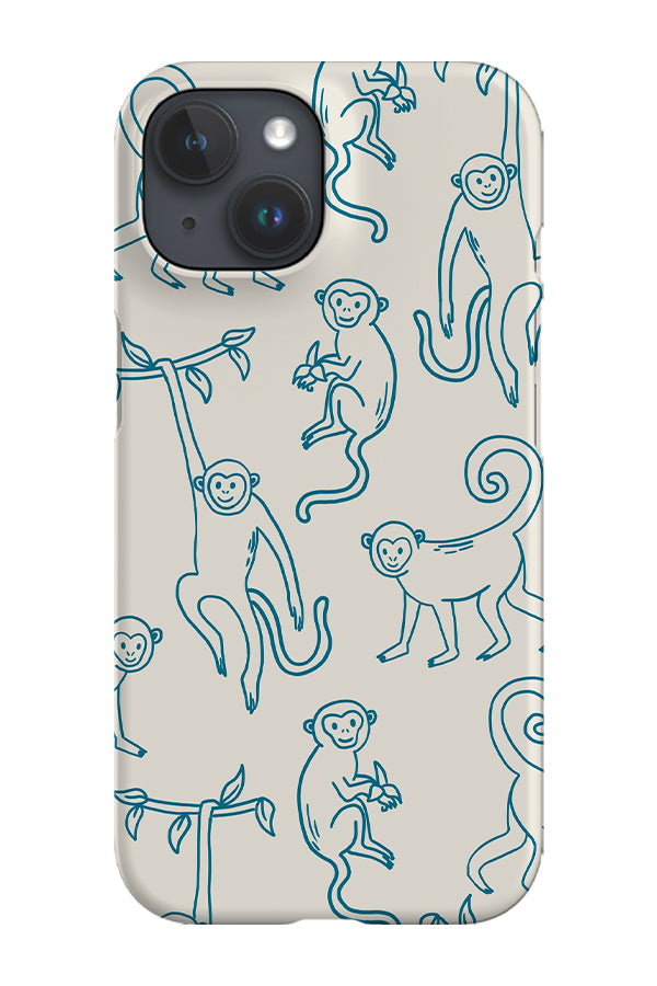 RoyalCovers.uk - Monkey Line Art Scatter Phone Case (Beige Blue)