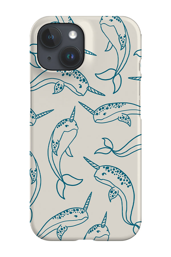 RoyalCovers.uk - Narwhal Line Art Phone Case (Beige Blue)