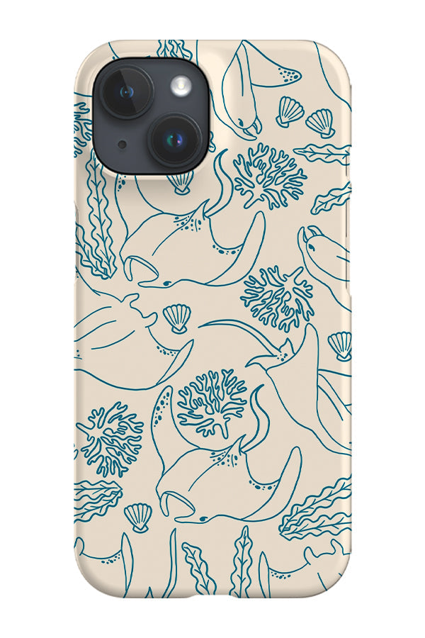 RoyalCovers.uk - Manta Ray Line Art Coral Reef Phone Case (Beige Blue)