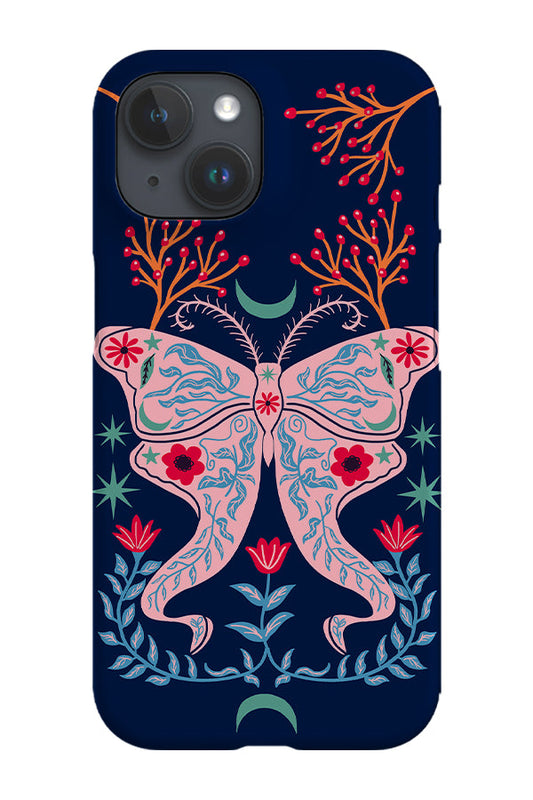 RoyalCovers.uk - Floral Moth Phone Case (Dark Blue)