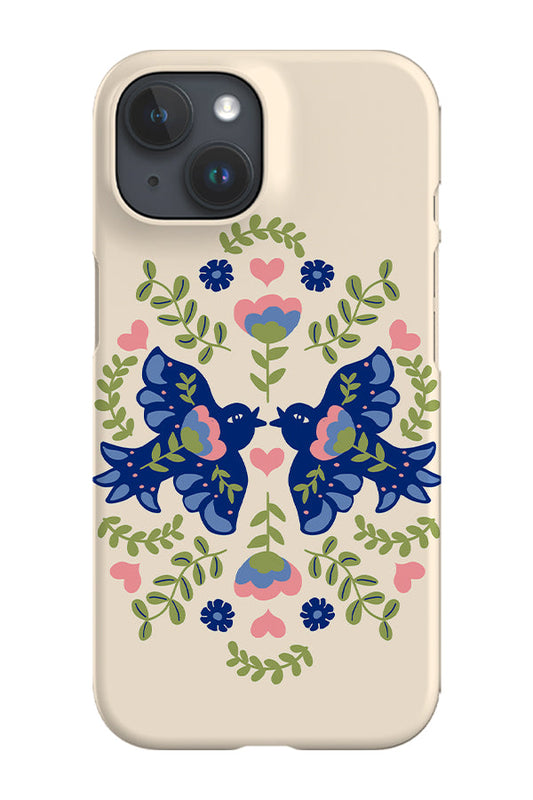 RoyalCovers.uk - Scandinavian Folk Art Birds Phone Case (Beige)