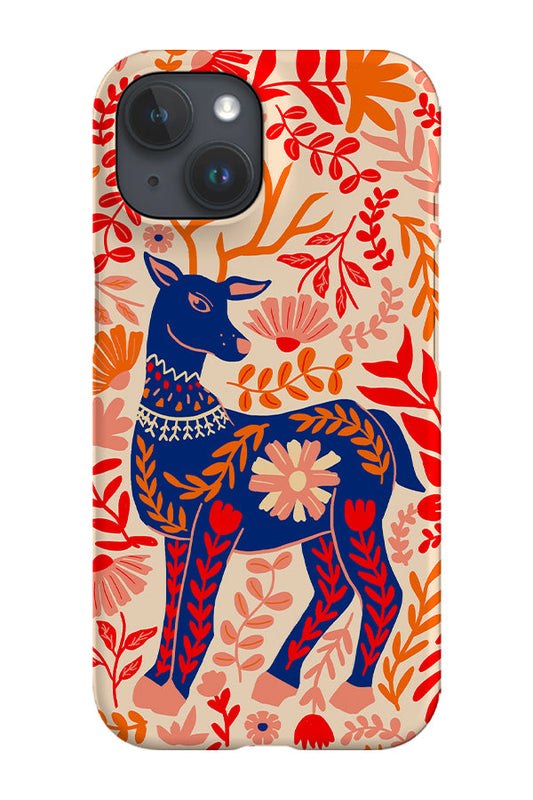 RoyalCovers.uk - Scandinavian Folk Deer Phone Case (Beige Blue)