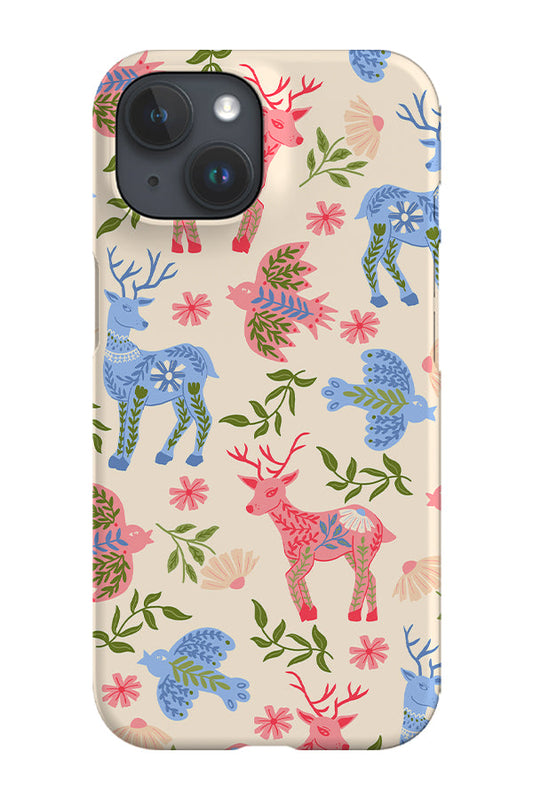 RoyalCovers.uk - Scandinavian Folk Deer and Birds Phone Case (Beige)