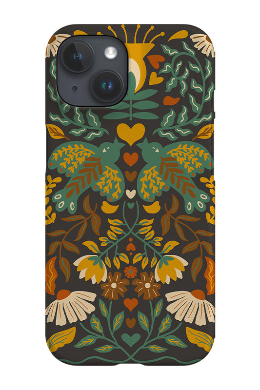 RoyalCovers.uk - Scandinavian Folk Flower Birds Phone Case (Dark)