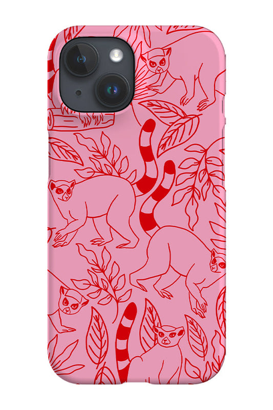 RoyalCovers.uk - Lemur Line Art Jungle Phone Case (Pink)