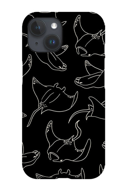 RoyalCovers.uk - Manta Ray Scatter Line Art Phone Case (Black)