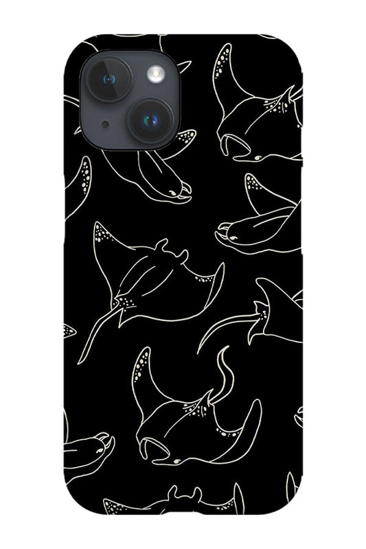 RoyalCovers.uk - Manta Ray Scatter Line Art Phone Case (Black)