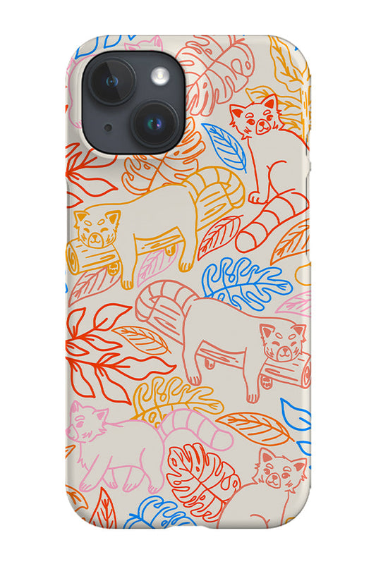 RoyalCovers.uk - Red Panda Jungle Line Art Phone Case (Bright)