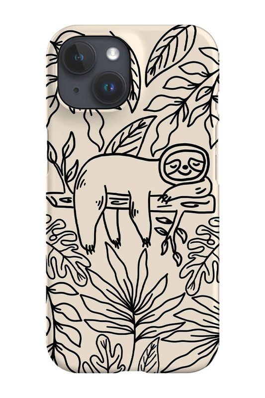 RoyalCovers.uk - Sloth Line Art Jungle Phone Case (Cream)