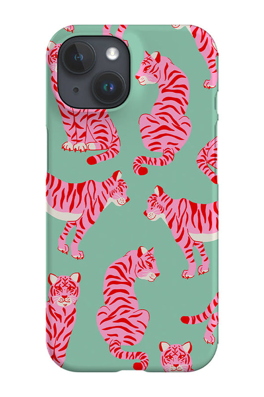 RoyalCovers.uk - Tiger Scatter Phone Case (Mint Pink)