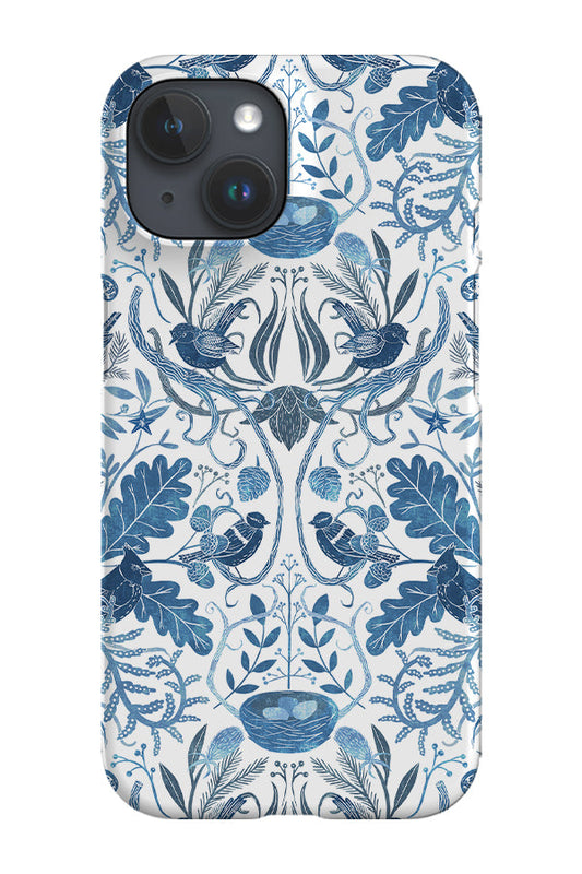RoyalCovers.uk - Birds in a Thicket Woodland Damask by Michele Norris Phone Case (Blue)