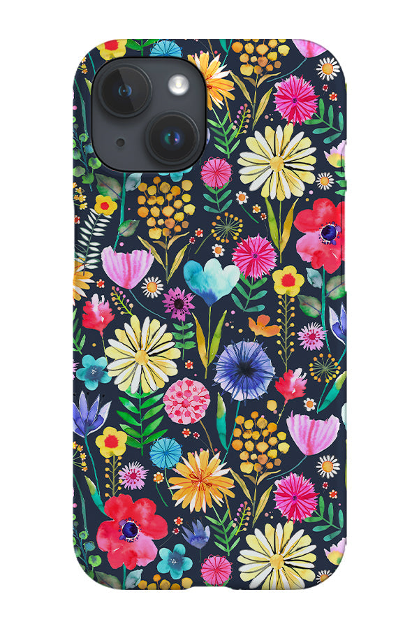 RoyalCovers.uk - Colourful Flowers Spring Garden By Ninola Design Phone Case (Navy)
