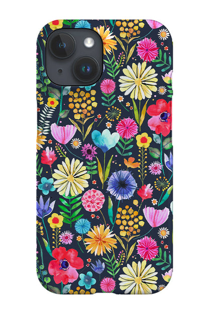 RoyalCovers.uk - Colourful Flowers Spring Garden By Ninola Design Phone Case (Navy)