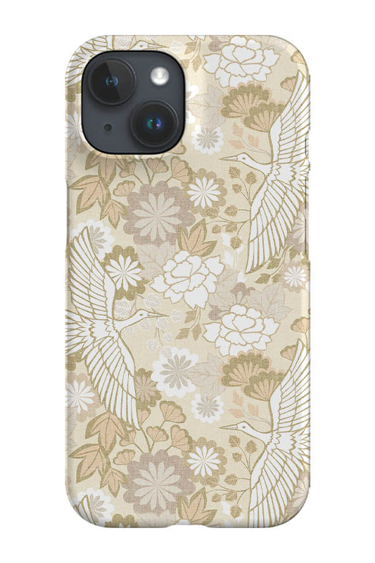 RoyalCovers.uk - Cranes and Chrysanthemums by Cecilia Mok Phone Case (Beige)