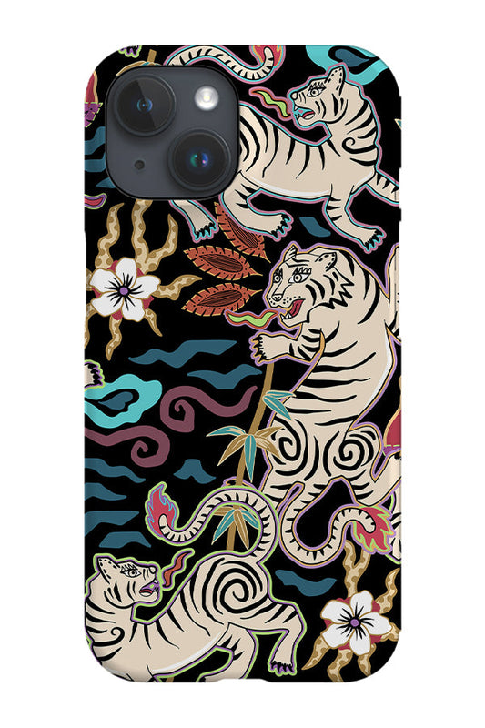RoyalCovers.uk - Flaming Tigers by Misentangledvision Phone Case (Black)
