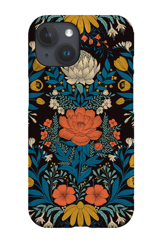 RoyalCovers.uk - Garden Flower Block Print Damask by Denes Anna Design Phone Case (Dark)