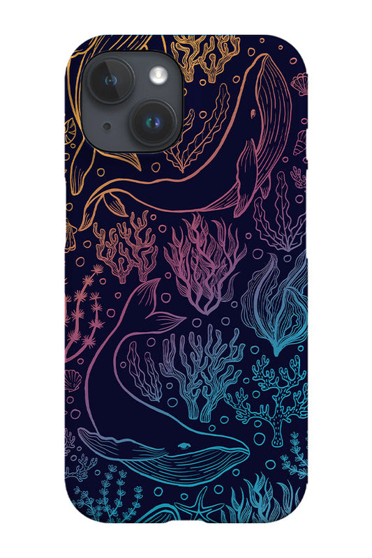 RoyalCovers.uk - Humpback Whale Rainbow Line Art by Delively Dewi Phone Case (Dark)