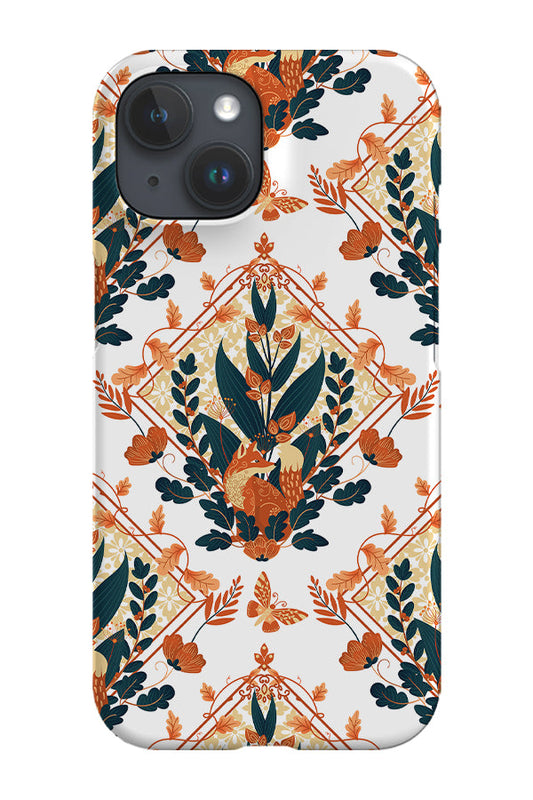 RoyalCovers.uk - Modern Damask Foxes by Delively Dewi Phone Case (White)