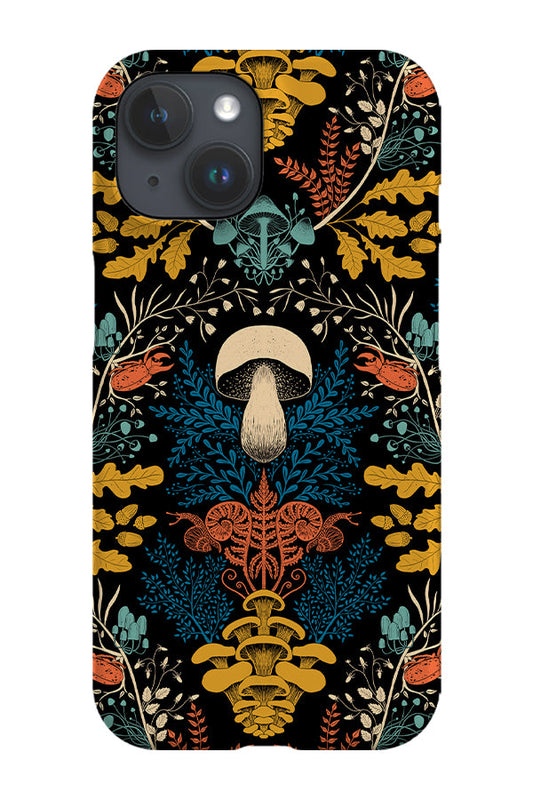 RoyalCovers.uk - Mushroom Forest Damask Retro by Denes Anna Design Phone Case (Black)