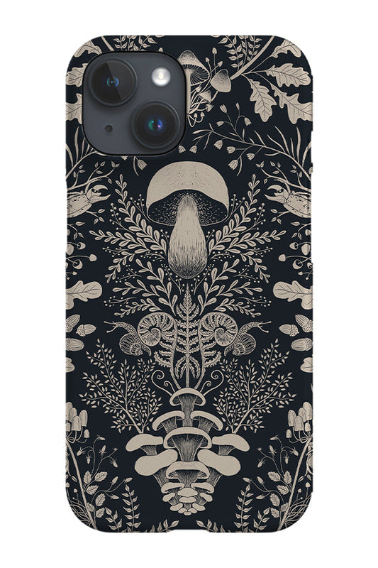 RoyalCovers.uk - Mushroom Forest Damask by Denes Anna Design Phone Case (Black)