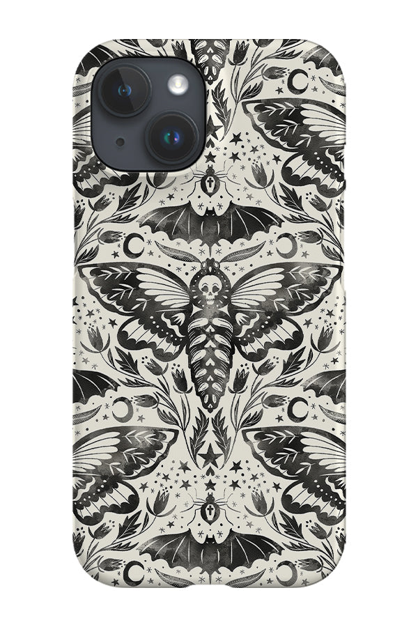 RoyalCovers.uk - Skull Moth Damask By Rebecca Elfast Phone Case (Monochrome)