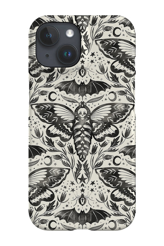 RoyalCovers.uk - Skull Moth Damask By Rebecca Elfast Phone Case (Monochrome)