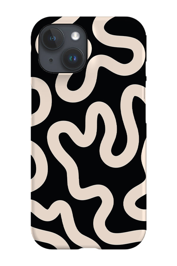 RoyalCovers.uk - Swirl Lines Abstract Phone Case (Black Peach)