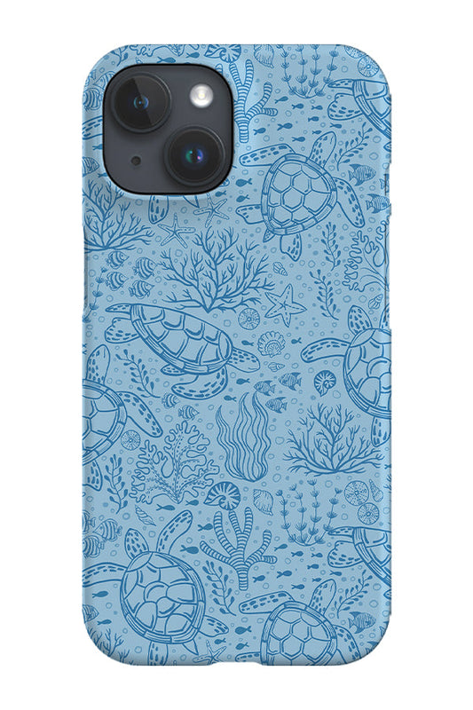 RoyalCovers.uk - Turtles Ocean Garden Line Art by Delively Dewi Phone Case (Blue)