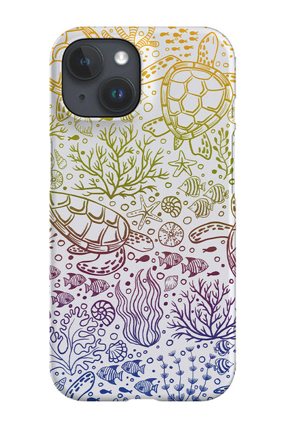 RoyalCovers.uk - Turtle's Ocean Garden Rainbow Line Art by Delively Dewi Phone Case (White)
