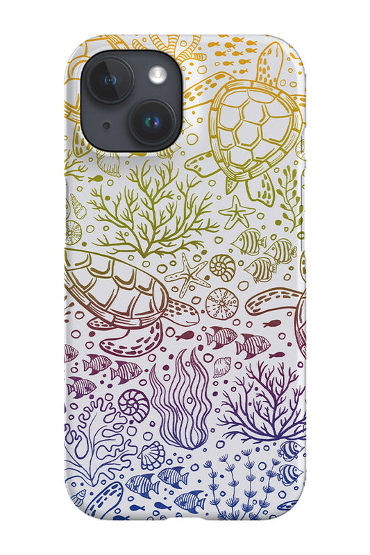 RoyalCovers.uk - Turtle's Ocean Garden Rainbow Line Art by Delively Dewi Phone Case (White)