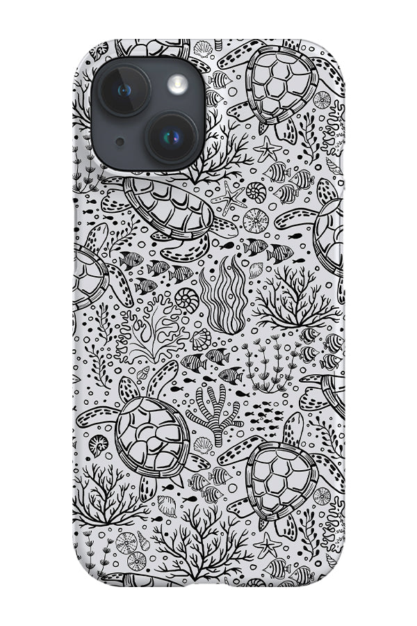 RoyalCovers.uk - Turtles Ocean Garden Line Art by Delively Dewi Phone Case (White)