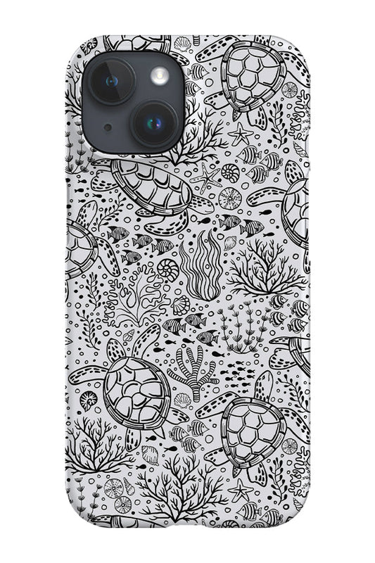 RoyalCovers.uk - Turtles Ocean Garden Line Art by Delively Dewi Phone Case (White)