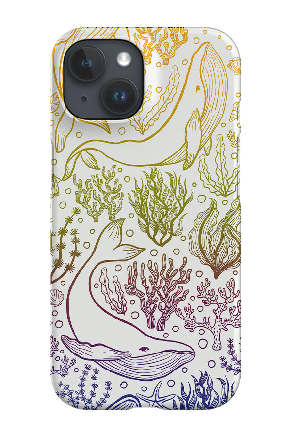 RoyalCovers.uk - Humpback Whale Rainbow Line Art by Delively Dewi Phone Case (White)