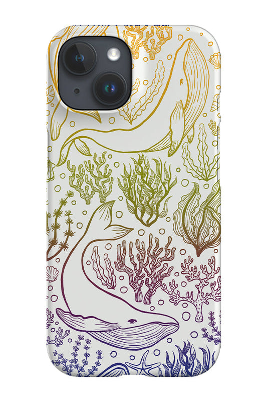 RoyalCovers.uk - Humpback Whale Rainbow Line Art by Delively Dewi Phone Case (White)