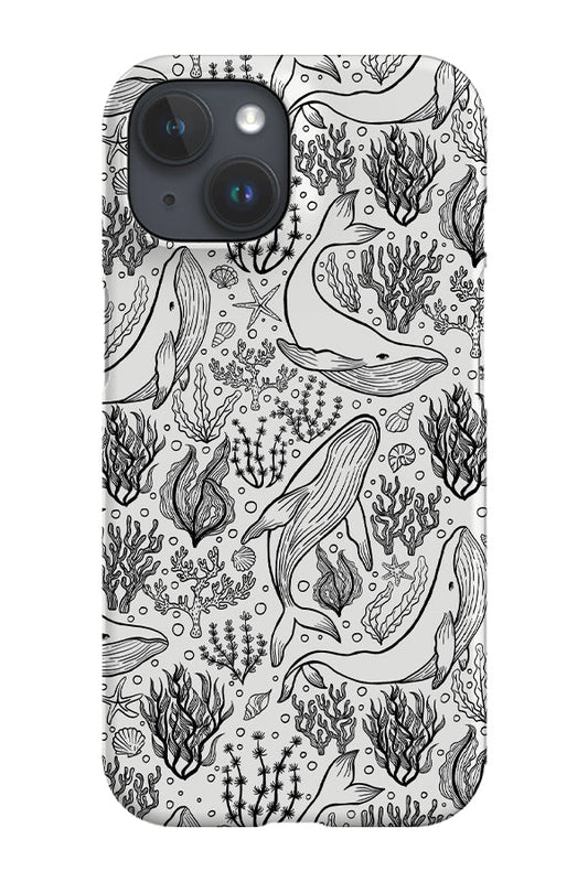 RoyalCovers.uk - Humpback Whale Line Art by Delively Dewi Phone Case (White)