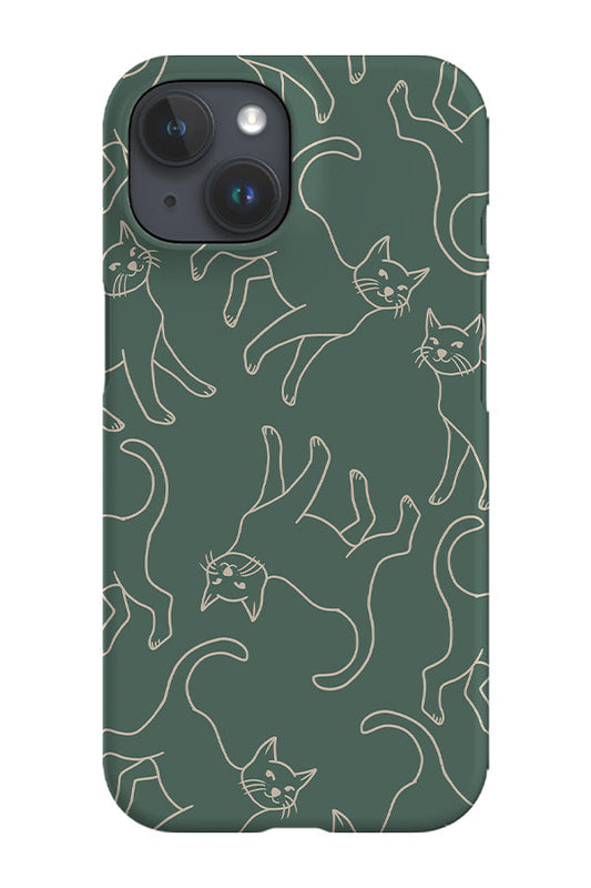 RoyalCovers.uk - Cats Line Art Phone Case (Green Beige)