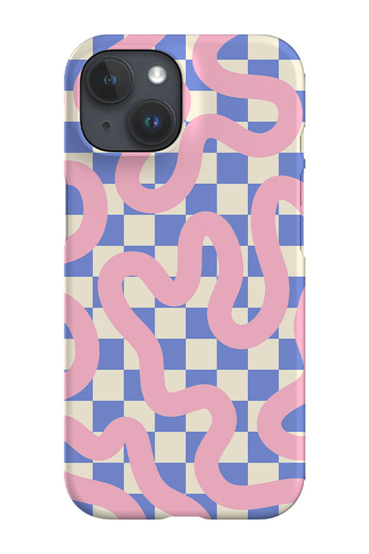 RoyalCovers.uk - Check Swirl Lines Abstract Phone Case (Blue Pink)