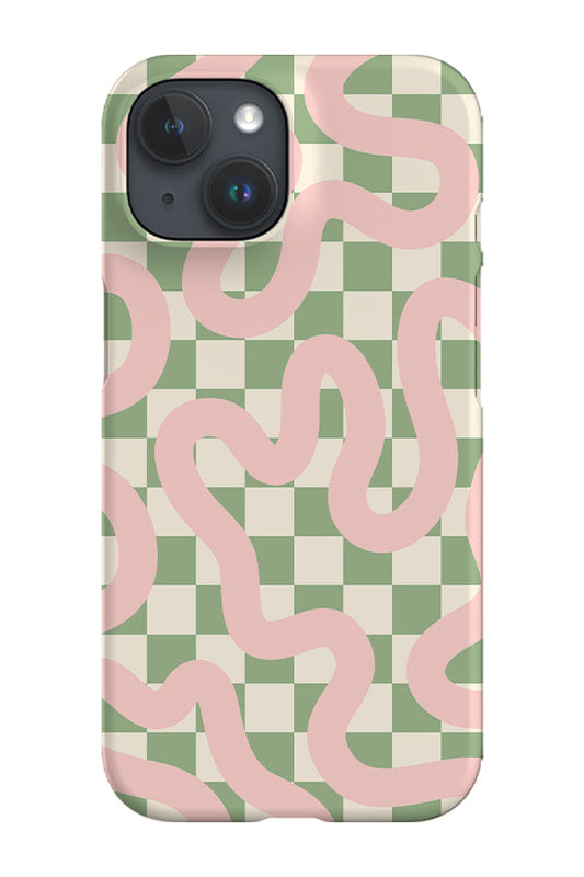 RoyalCovers.uk - Check Swirl Lines Abstract Phone Case (Green Pink)