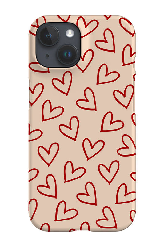 RoyalCovers.uk - Doodle Line Art Hearts Phone Case (Beige Red)