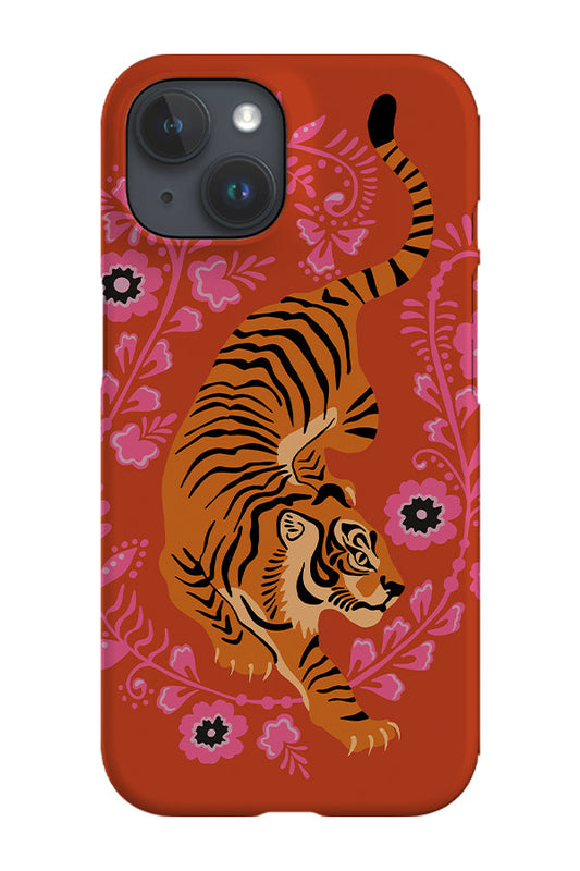 RoyalCovers.uk - Floral Tiger Phone Case (Rust Orange Pink)