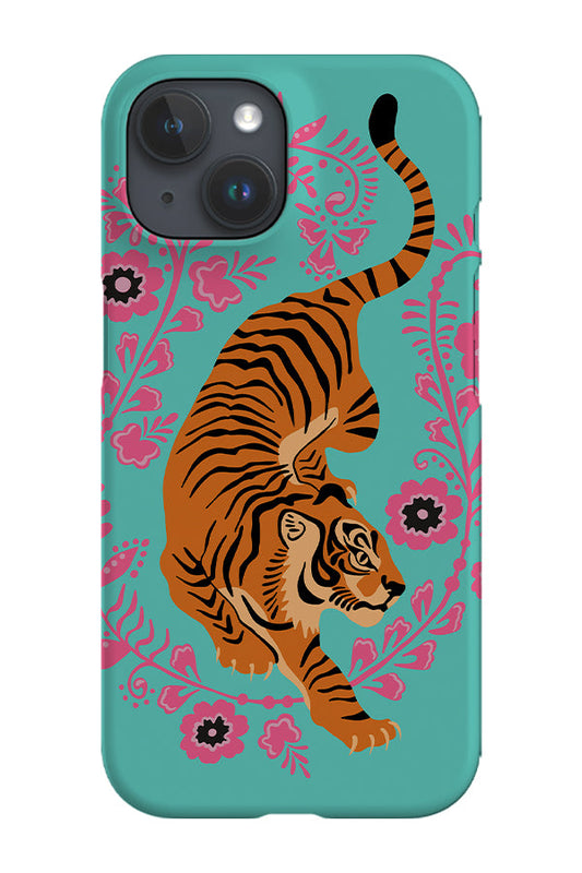RoyalCovers.uk - Floral Tiger Phone Case (Turquoise Pink)