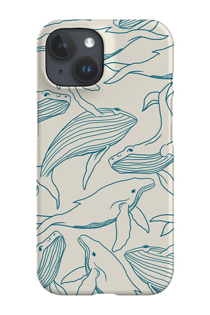 RoyalCovers.uk - Humpback Whale Line Art Phone Case (Beige Blue)