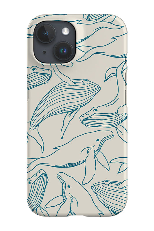 RoyalCovers.uk - Humpback Whale Line Art Phone Case (Beige Blue)