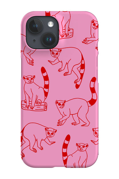 RoyalCovers.uk - Lemur Line Art Scatter Phone Case (Pink Red)