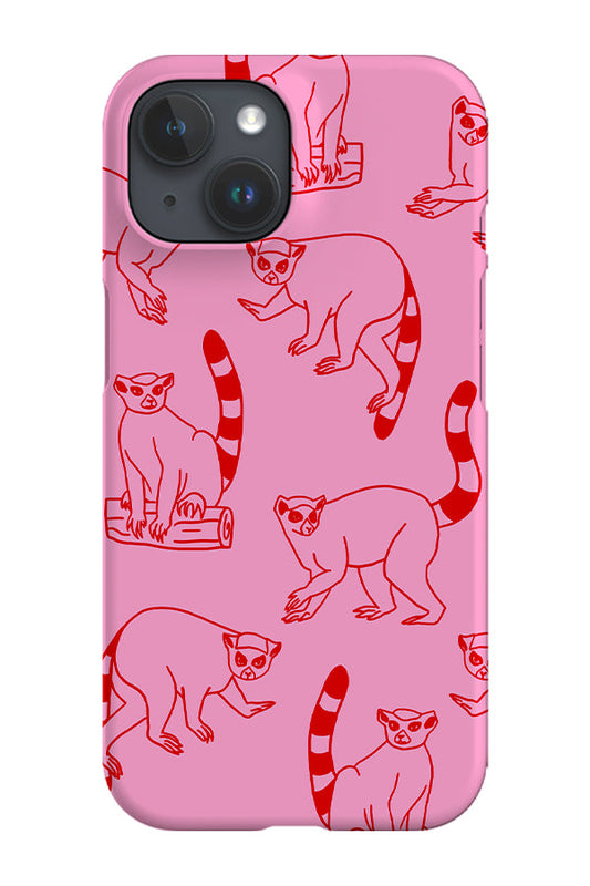 RoyalCovers.uk - Lemur Line Art Scatter Phone Case (Pink Red)